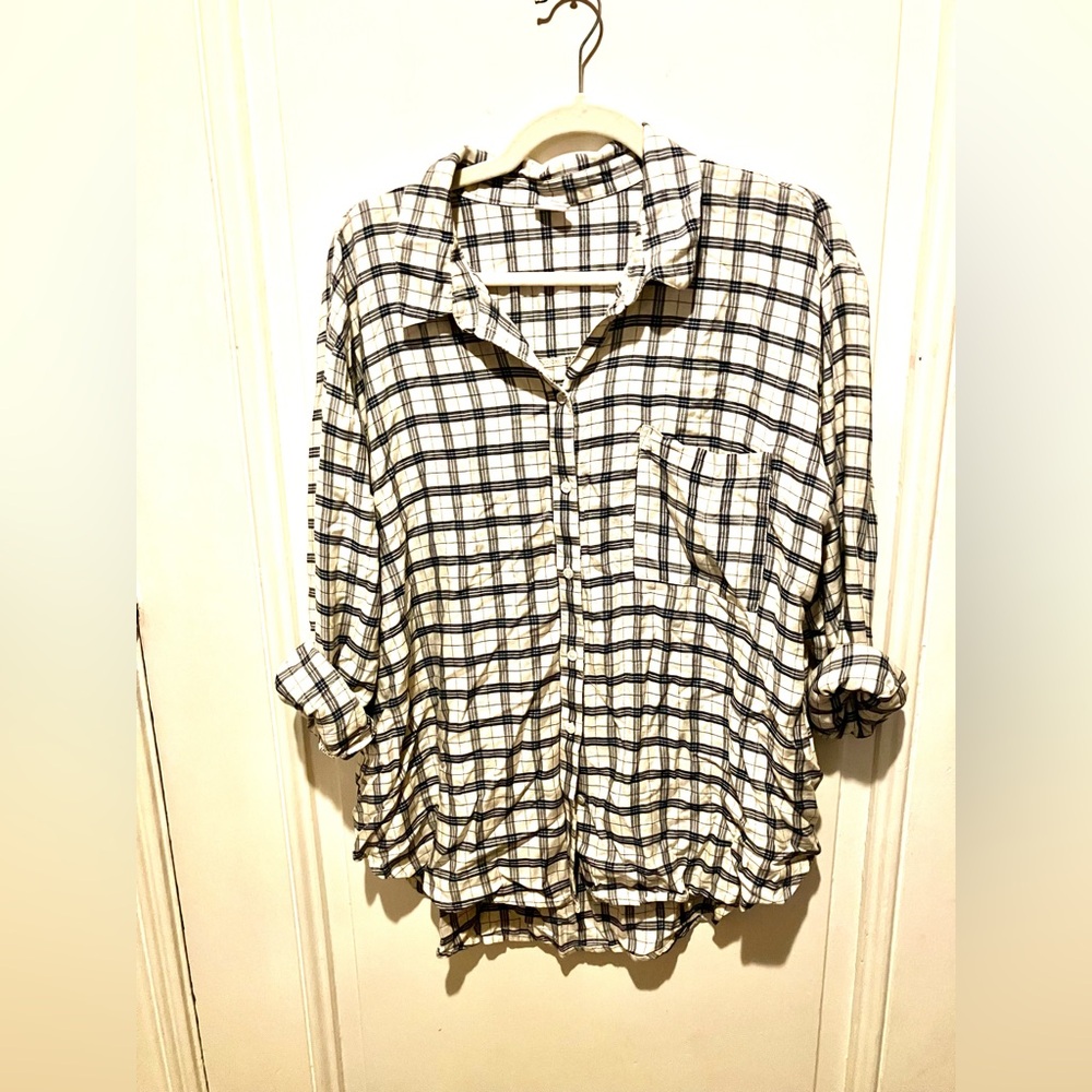 Melrose & Market white & navy plaid shirt - Sz XL